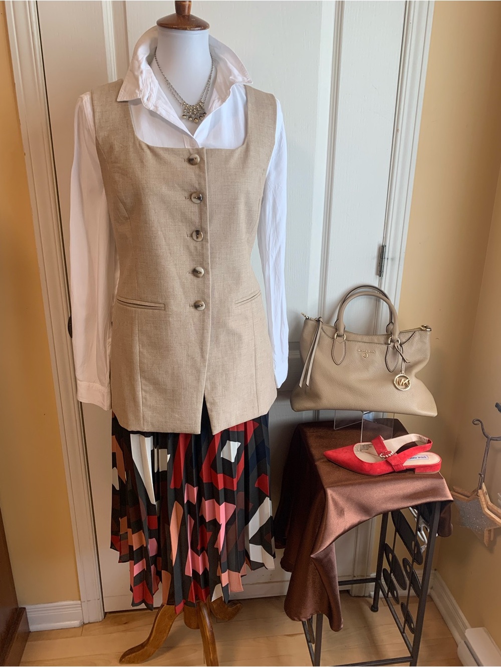 Rachel Zoe Button Front Vest mid hip length